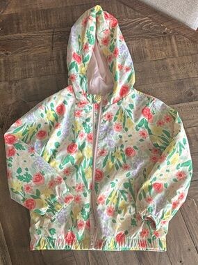 Cat & Jack Floral Hooded Raincoat - Pink, Yellow, Green